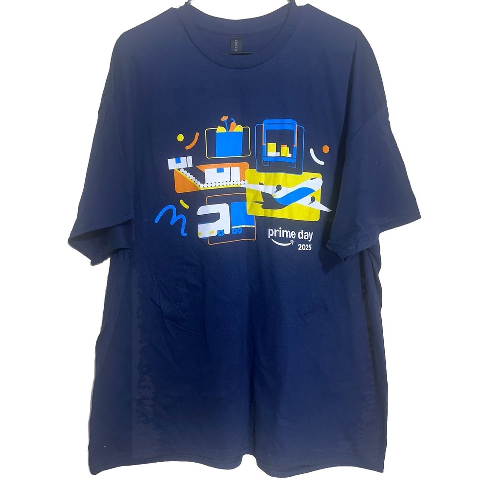 Gildan Amazon Prime Day 2025 T-Shirt Mens 2XL Navy Blue Graphic Heavy Cotton Tee
